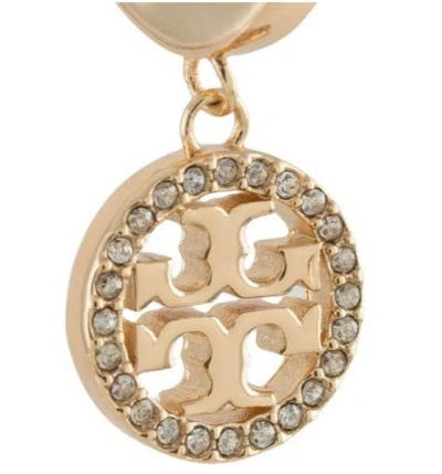 Tory Burch Miller Gold-colored Hoop Earrings With Crystals In Brass Woman