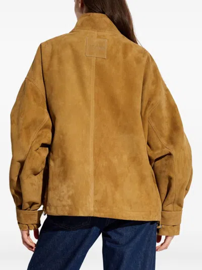 Attico Bomber Jacket Made From Suede Leather In Neutral