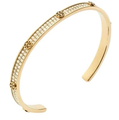 Tory Burch Icon Crystal Paved Cuff Bracelet In Gold
