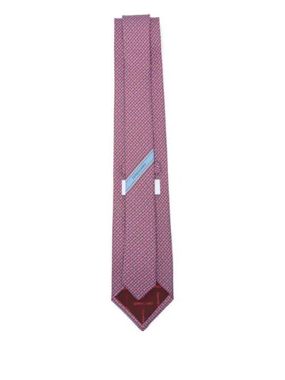 Ferragamo Patterned Tie In Pink