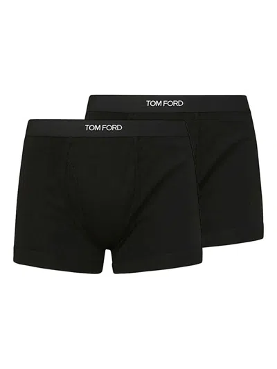 Tom Ford Pack Of 2 Logo Cotton Boxer Briefs In Black