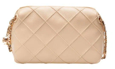 Tory Burch Mini Fleming Quilted Leather Shoulder Bag In White