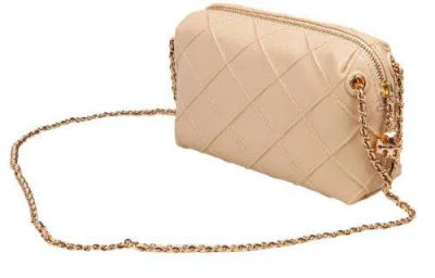 Tory Burch Mini Fleming Quilted Leather Shoulder Bag In White