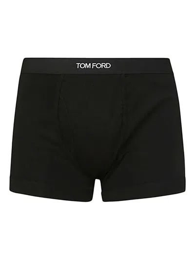 Tom Ford Pack Of 2 Logo Cotton Boxer Briefs In Black