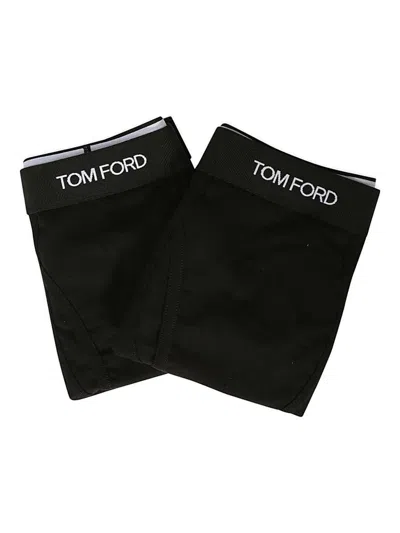 Tom Ford Pack Of 2 Logo Cotton Boxer Briefs In Black