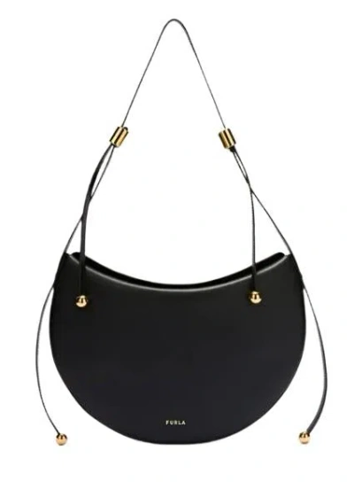 Furla Small Moonstone Leather Shoulder Bag In Black