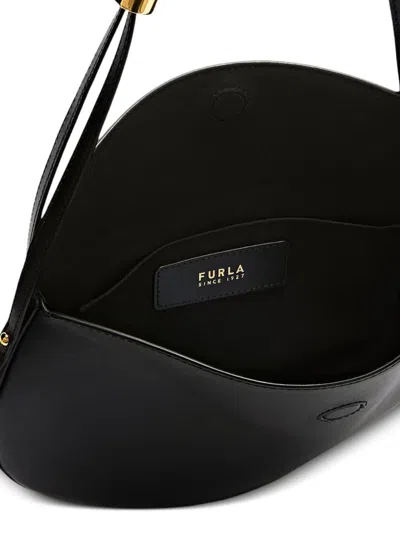 Furla Small Moonstone Leather Shoulder Bag In Black
