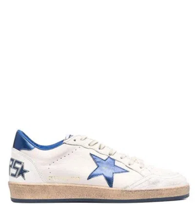 Golden Goose Ballstar White Low Top Sneakers With Star Patch On The Side And Maxi Lettering On The Rear In Leathe