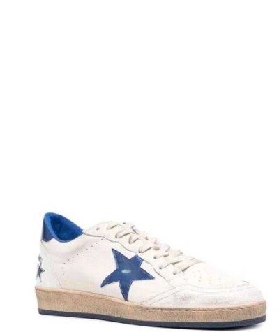 Golden Goose Ballstar White Low Top Sneakers With Star Patch On The Side And Maxi Lettering On The Rear In Leathe