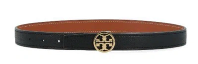 Tory Burch 1.5-inch Miller Smooth Leather Reversible Logo Belt In Black