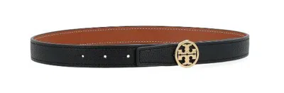 Tory Burch 1.5-inch Miller Smooth Leather Reversible Logo Belt In Black