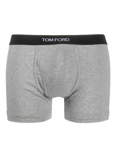 Tom Ford Set Of 2 Logo-waistband Cotton Boxer Briefs Clothing In Gray