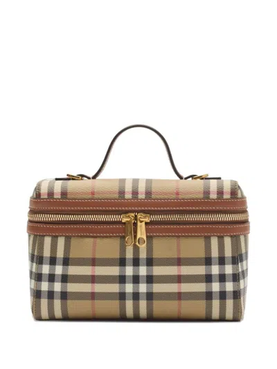 Burberry Coated Canvas Vanity Check Crossbody Bag With Check Motif
