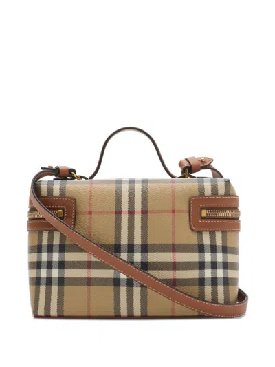 Burberry Coated Canvas Vanity Check Crossbody Bag With Check Motif