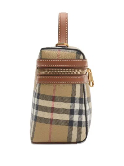 Burberry Coated Canvas Vanity Check Crossbody Bag With Check Motif