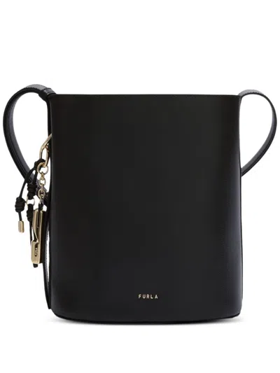 Furla Small Roxie Leather Bucket Bag In Black