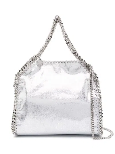 Stella Mccartney Mini Falabella Metallic Faux Leather Tote In Silver