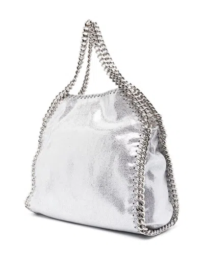 Stella Mccartney Mini Falabella Metallic Faux Leather Tote In Silver