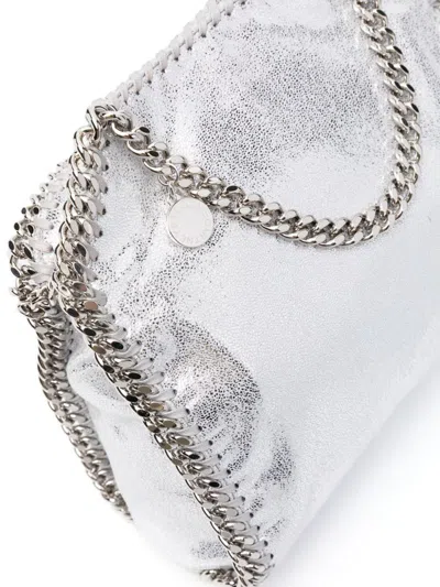Stella Mccartney Mini Falabella Metallic Faux Leather Tote In Silver