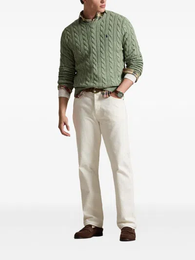 Ralph Lauren Cable-knit Cotton Sweater In Green