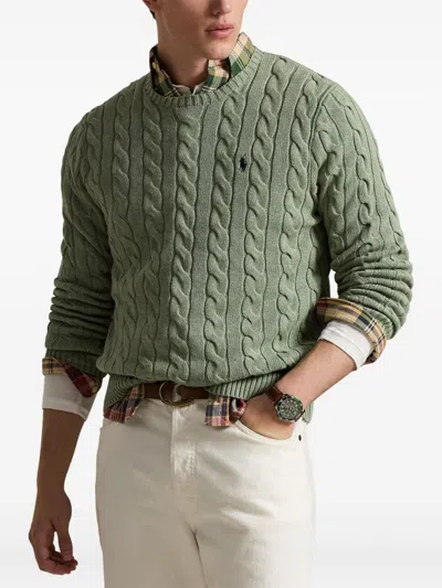 Ralph Lauren Cable-knit Cotton Sweater In Green