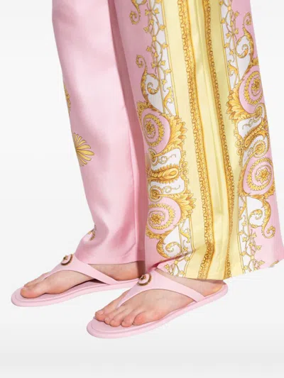 Versace Alia Medusa Rubber Thong Sandals In Pink