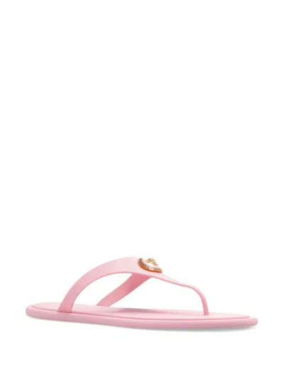 Versace Alia Medusa Rubber Thong Sandals In Pink