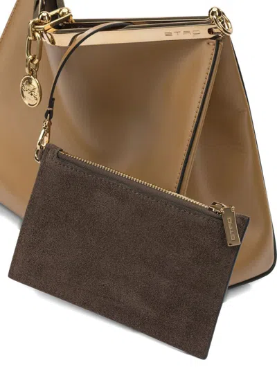 Etro Vela Small Leather Shoulder Bag In Brown