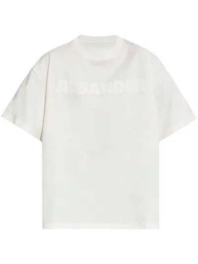 Jil Sander Women White Cotton T-shirt In Gray
