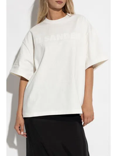 Jil Sander Women White Cotton T-shirt In Gray
