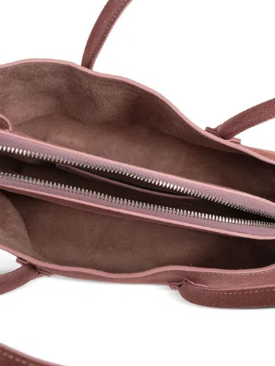Attico La Passeggiata Small Pink Shoulder Bag With Two Top Handles In Suede Woman In Pink