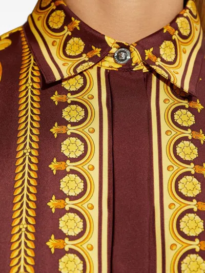 Versace Bordeaux Silk Pattern Shirt In Multi