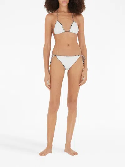 Burberry Mata Checked-piped Triangle Bikini In White