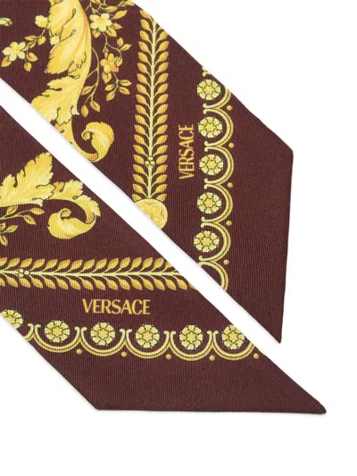 Versace Bordeaux Barocco Print Bandana Scarf In Multi