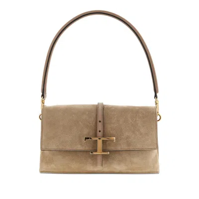 Tod's Tse Tracollina Mini Shoulder Bag Suede In Brown