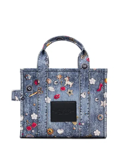 Marc Jacobs Medium Tote Bag Embroidered Design In Blue