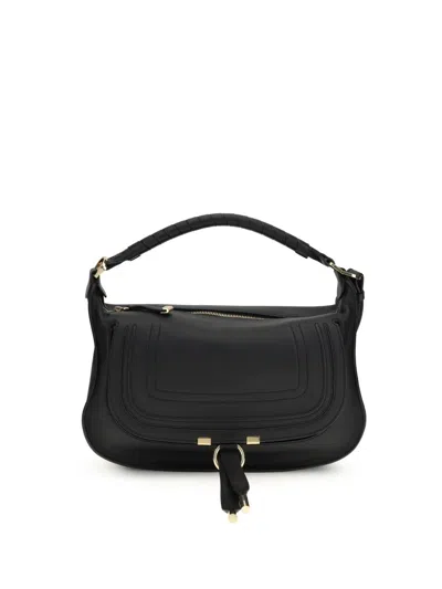 Chloé Small Leather Marcie Shoulder Bag In Black
