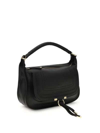 Chloé Small Leather Marcie Shoulder Bag In Black