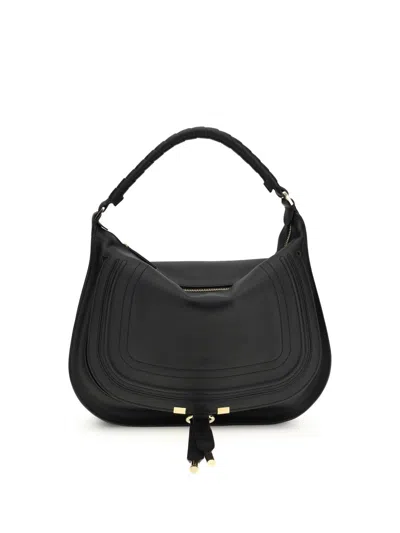 Chloé Black Calf Leather Bos Taurus Shoulder Bag In Black