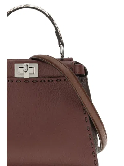 Fendi Brown Calf Leather Bos Taurus Shoulder Bag In Brown