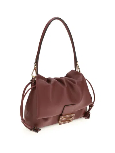 Fendi Bordeaux Calf Leather Bos Taurus Shoulder Bag In Brown