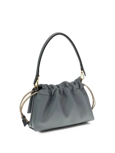 Fendi Light Blue Calf Leather Bos Taurus Shoulder Bag In Blue