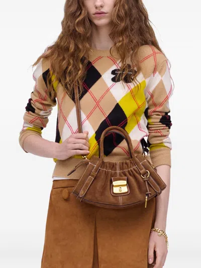 Marc Jacobs Small Leather Satchel Shoulder Bag Key Detail In Brown