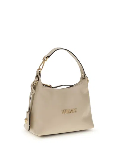 Versace Cream Calf Leather Bos Taurus Shoulder Bag In White