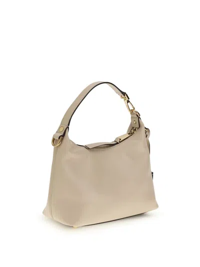 Versace Cream Calf Leather Bos Taurus Shoulder Bag In White