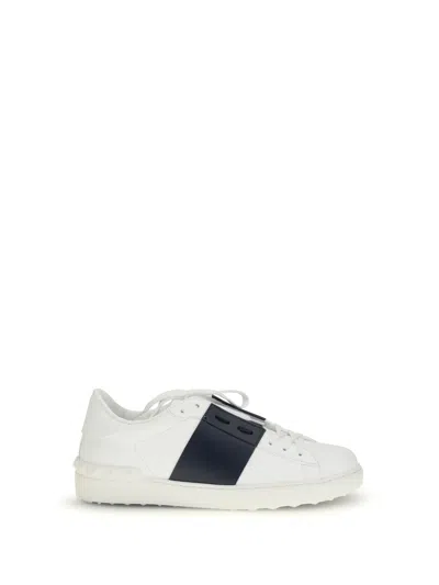 Valentino Garavani Open Leather Sneakers With Contrast Band And Stud Details Shoes In White