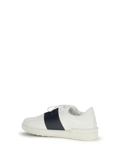 Valentino Garavani Open Leather Sneakers With Contrast Band And Stud Details Shoes In White