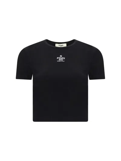 Fendi Black Cotton Top In Black