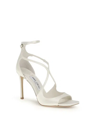 Jimmy Choo White Lamb Ovis Aries Aries Stiletto Heel Sandals In White