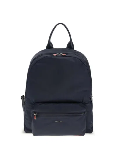 Kiton Zip-pocket Backpack In Blue